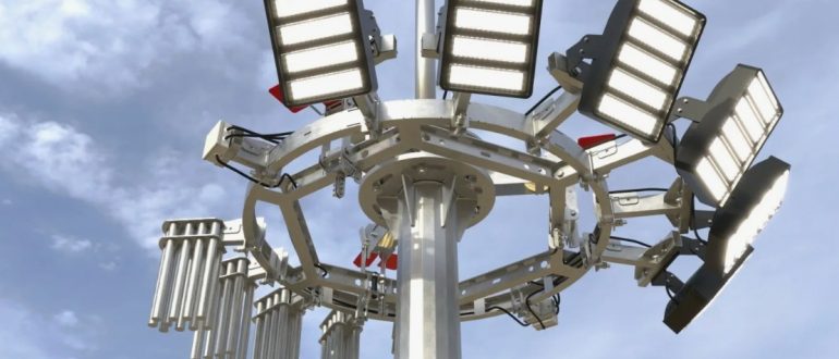 Преимущества мачт освещения ВМО с мобильной короной в промышленности и логистике